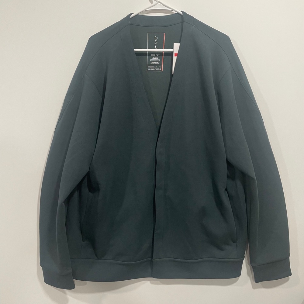 Nike 24.7 Impossibly Soft Cardigan Mens Large Tall Green HQ6948-390 NWT $125